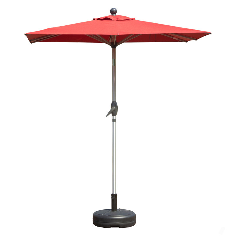 Parasol de patio rectangulaire avec fonction de levage et d'inclinaison à manivelle (base non incluse), Rouge brique