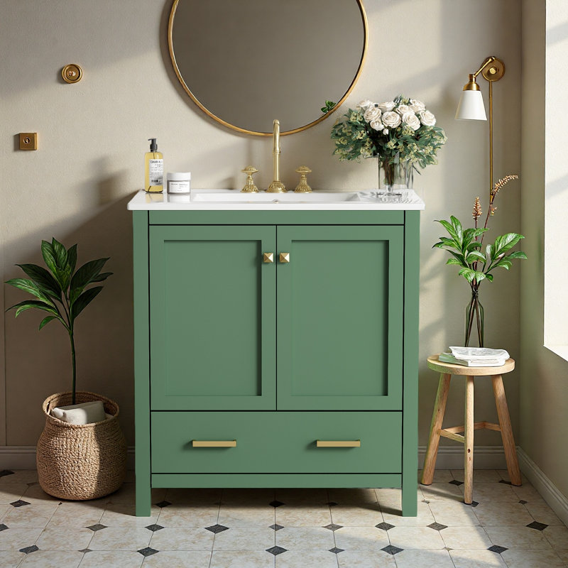 Meuble-lavabo vert 30 po avec lavabo simple