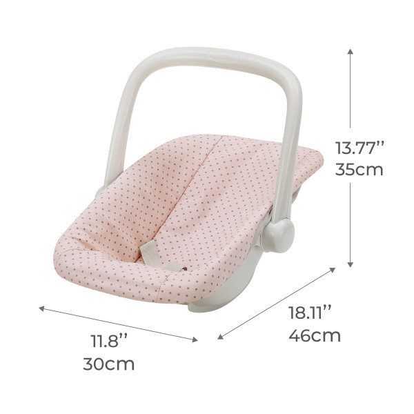 Teamson Kids Doll Car Seat Set Polka Dot Princess, Carrier & Car Seat, Pink