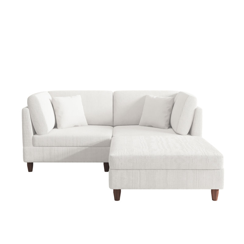 2 Seater Corduroy Corner Sofa , Beige Corduroy