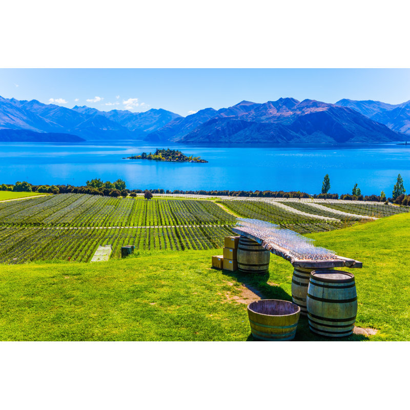 Vineyards On The Shore Slopes Of The Lake - Wrapped Canvas Print, 30cm H x 46cm W
