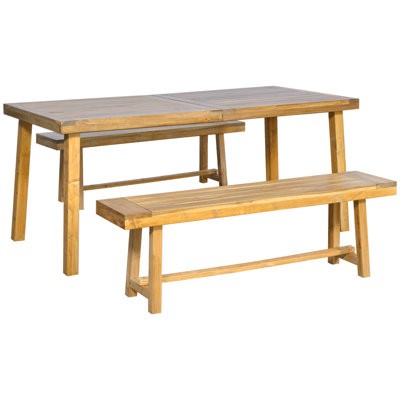 4 - Person Acacia Patio Dining Set with Rectangular Table