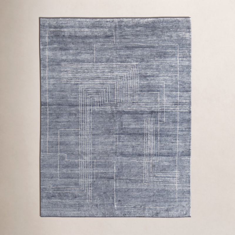 Agape Modern Abstract Gray Area Rug, Rectangle 7'9" x 9'9"