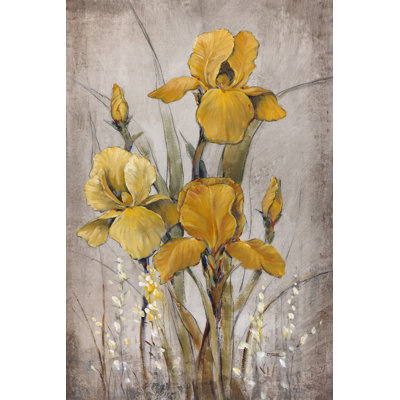 Golden Irises II - Wrapped Canvas Painting