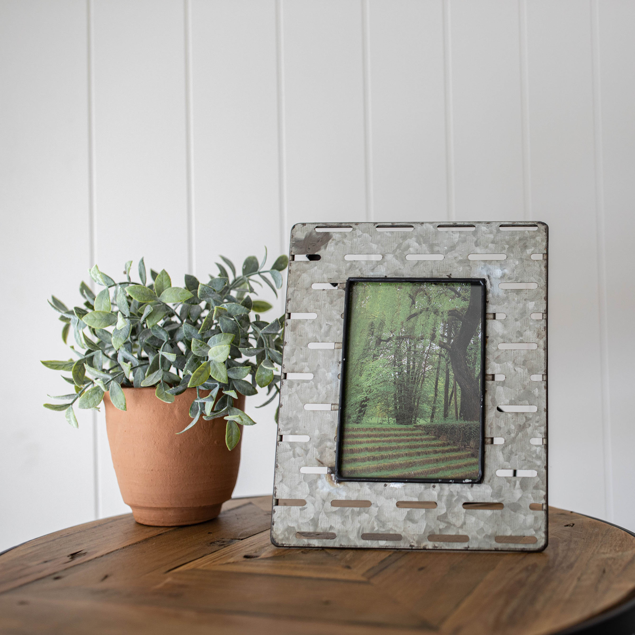 4X6 Inch 4 Photo Hanging Picture Frame Galvanized Metal and Wood Frame with  MDF, Jute & Glass by Foreside Home & Garden