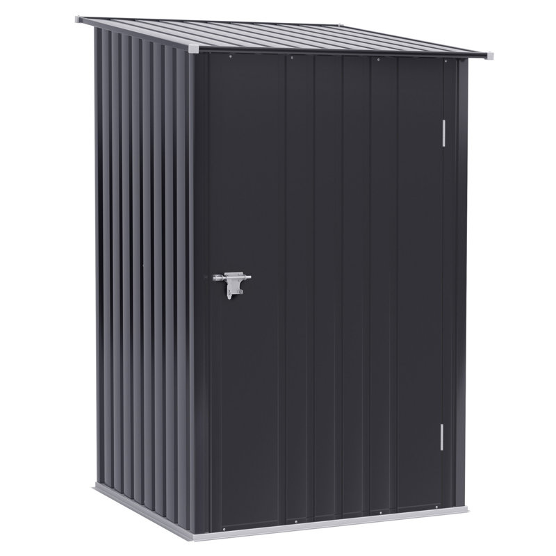 Outsunny 3.3' X 3.4' Outdoor Storage Shed, Galvanized Metal Utility Garden Tool House, Lockable Door For Backyard, Bike, Patio, Garage, Lawn