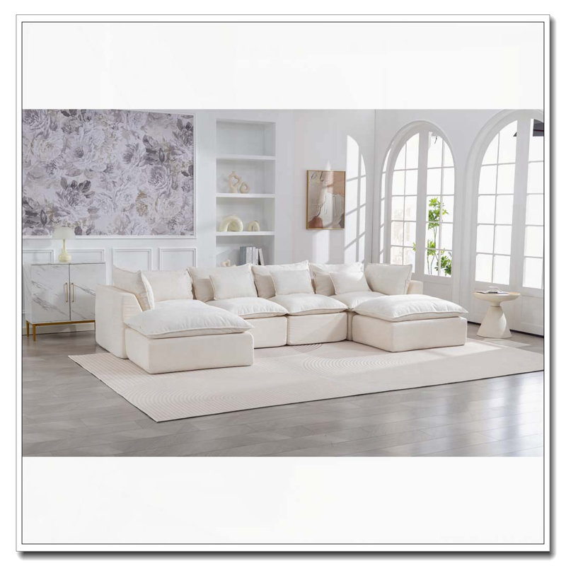Canapé modulaire surdimensionné Cloud Couch, Blanc antique + 4 sièges + 2 chaises