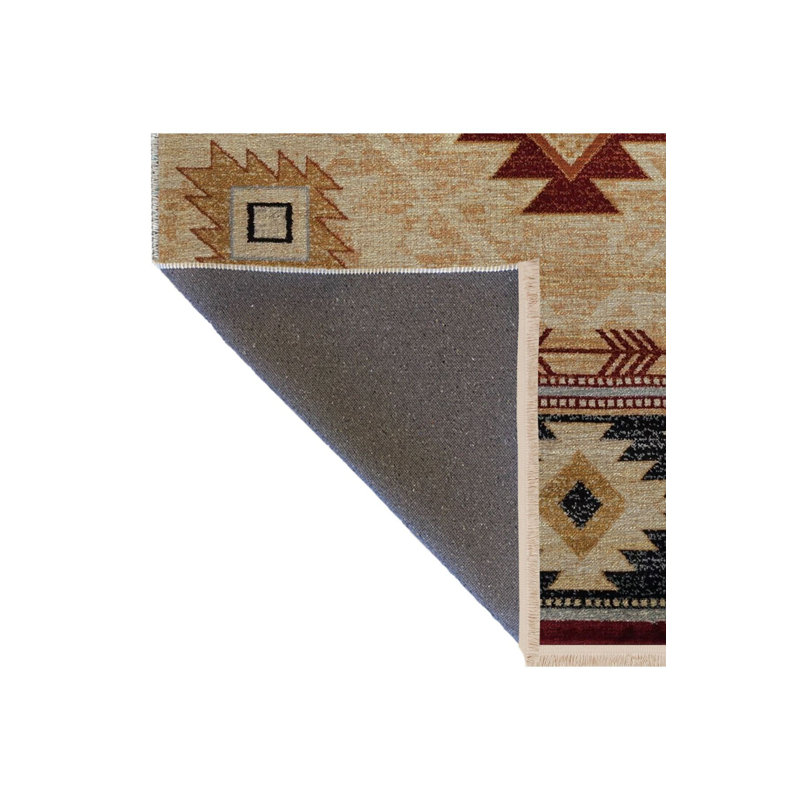 Tapis décoratif traditionnel frangé à motif traditionnel lavable à la machine, Tapis de couloir 3 pi 3 po x 6 pi 7 po