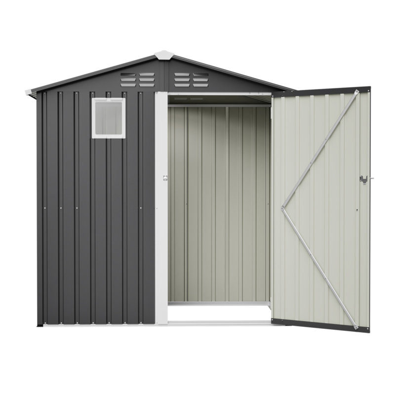 Metal Outdoor Storage Shed 6FT X 4FT, Steel Utility Tool Shed Storage House , Metal Sheds Outdoor Storage For Backyard Garden Patio Lawn (6' X 4'),Gray