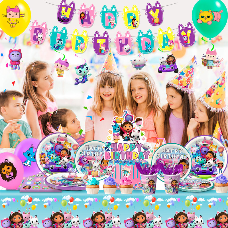 Gabby Dollhouse Birthday Decorations, 115pcs Gabby Dollhouse Party Decoration