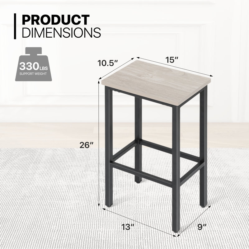 Bar Stools Barstools, Counter Height Breakfast Stools with Footrest for Kitchen Island, Dining Room, Gray/Black
