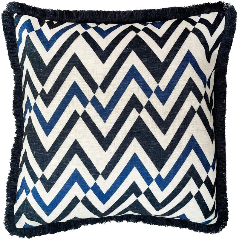 Abstract Square Throw Cushion, Navy
