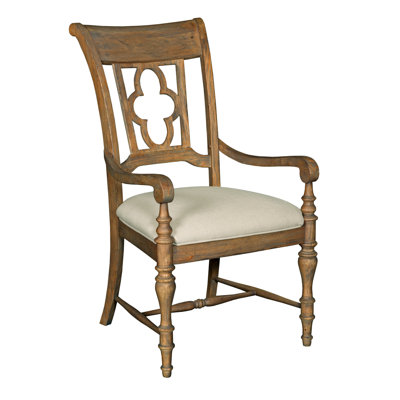 Chaise avec accoudoirs en lin brun Kempston