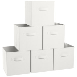 6 Pack Fabric Storage Cubes With Handle, Foldable 13x13x15 Inch