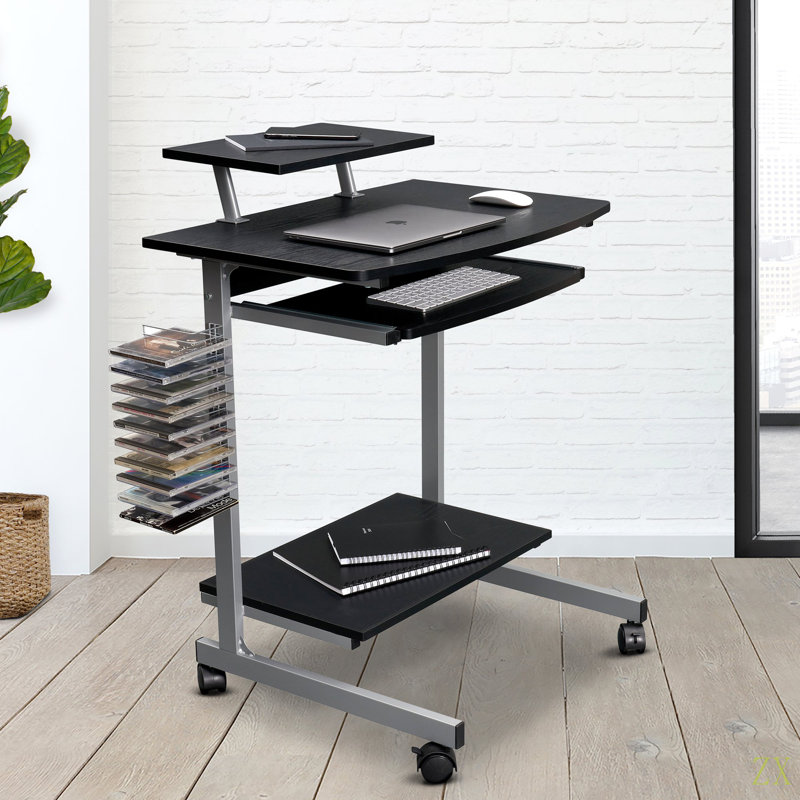 Chariot d'ordinateur compact avec rangement
