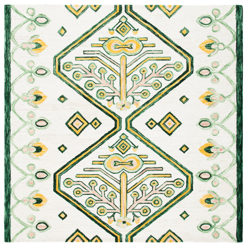 Sundon Hand Tufted Wool Southwestern Rug, Square 7'