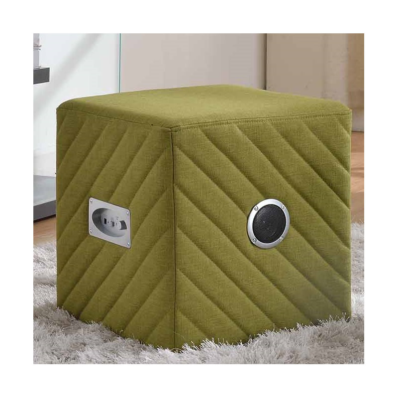 Jo Upholstered Ottoman, Green Polyester Blend