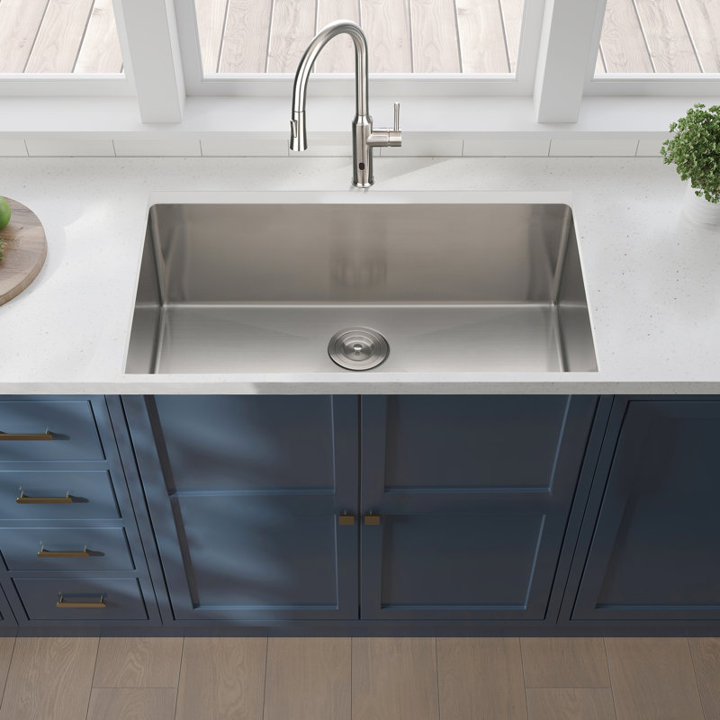Évier de cuisine encastrable de calibre 16 en acier inoxydable 33 x 19 x 10 po - Rouille et tache, résistant, nickel brossé, à utiliser