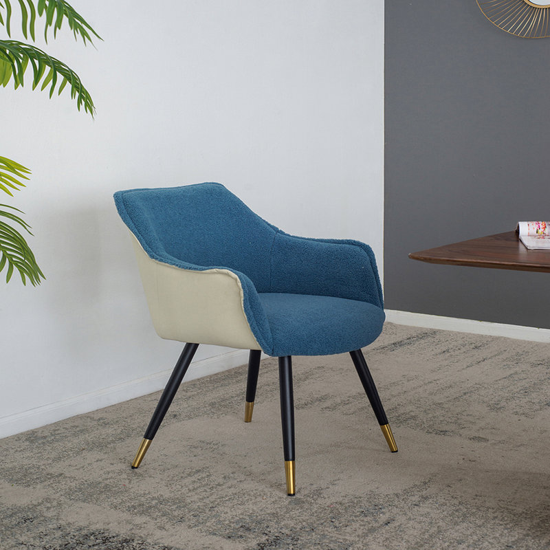 Ensemble de 2 fauteuils d'appoint en tissu bleu pour salon, 23 po x 23 po x 34 po
