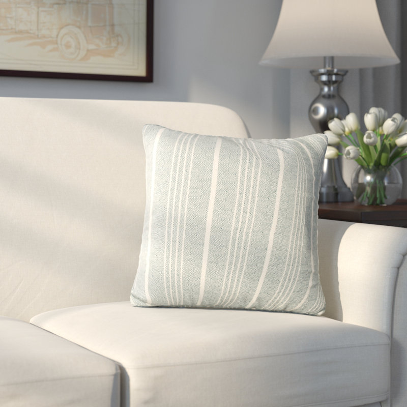 Pierre Striped Outdoor Throw Pillow, 16" H x 16" W x 6" D, Apple - Green