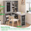 Bureau pliant avec rangement, table d'écriture convertible pliable avec tableau noir et tablettes pour petits espaces, bureau personnel et salle d'artisanat (gris)