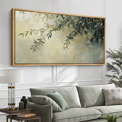 «Hanging Olive Branch Leaves», impression sur toile encadrée pour décor méditerranéen