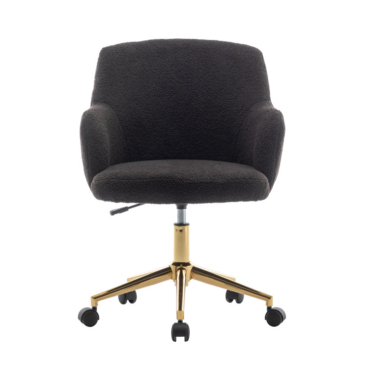 Dylon Teddy Fabric Office Chair with Gold Chrome Legs Willa Arlo Interiors Upholstery Color: Black