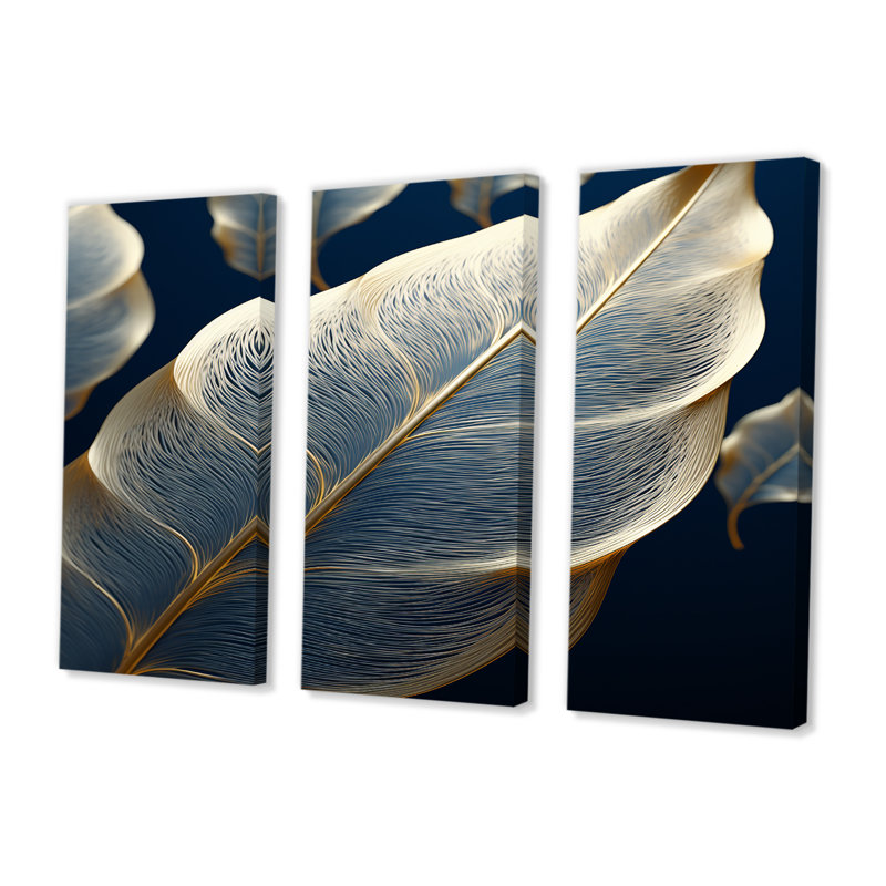 Ensemble de salon mural Laken - Leaves, Toile tendue, H 40 po x l 60 po x P 1 po