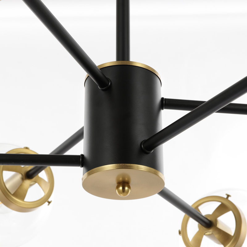 Dilley 6 - Light Dimmable Sputnik Modern Linear Chandelier, Transparent, Black