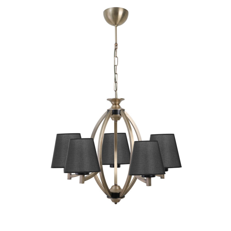 Lustre géométrique à 5 lumières Roark, Or, Noir