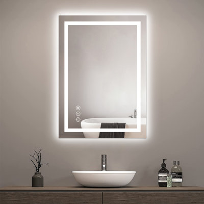 Frameless LED Light Anti-Fog Wall Bathroom Vanity Mirror With Brightness Adjustment