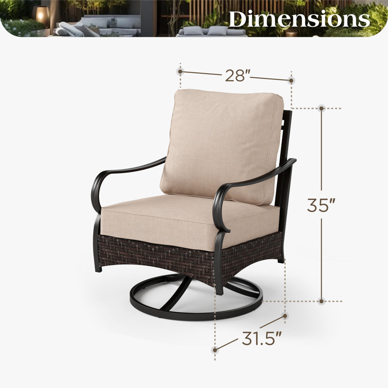 Ensemble de 2 chaises de patio pivotantes avec coussins