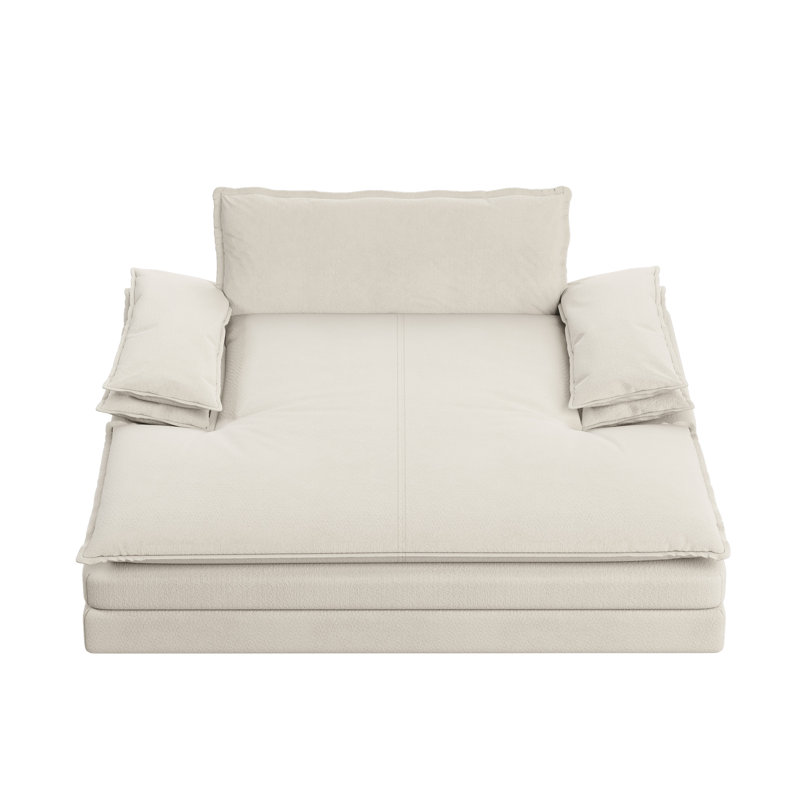 Méridienne moderne surdimensionnée double, Chenille beige