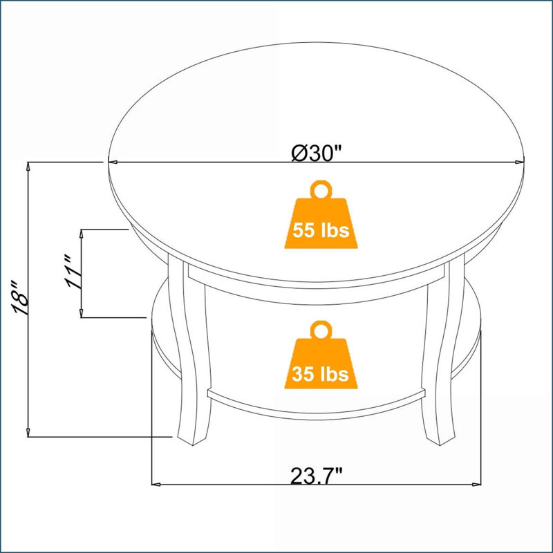 Space-Saving Wood Coffee Table with 2-Tier Open Storage, Easy to Assemble for Living Room