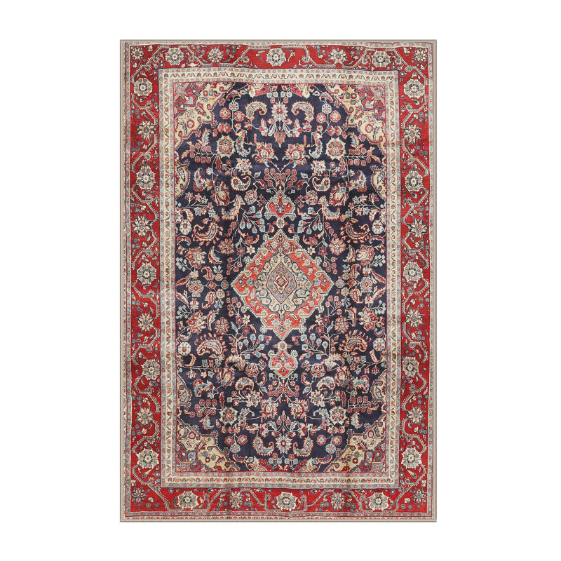 Tapis oriental rouge et bleu, Rectangle 3 pi x 5 pi