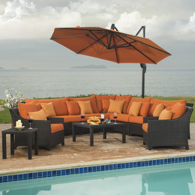 Deco 9 Piece Deep Seating Group with Cushions