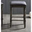 Tabouret à hauteur de comptoir, gris 2 - revêtu de tissu brun clair avec une tête de clou bronze, fait de bois d'hévéa massif et de contreplaqué, chic rustique, l 16 po x P 16 po H 23,69 po, assemblage requis 2 garniture cloutée, chic