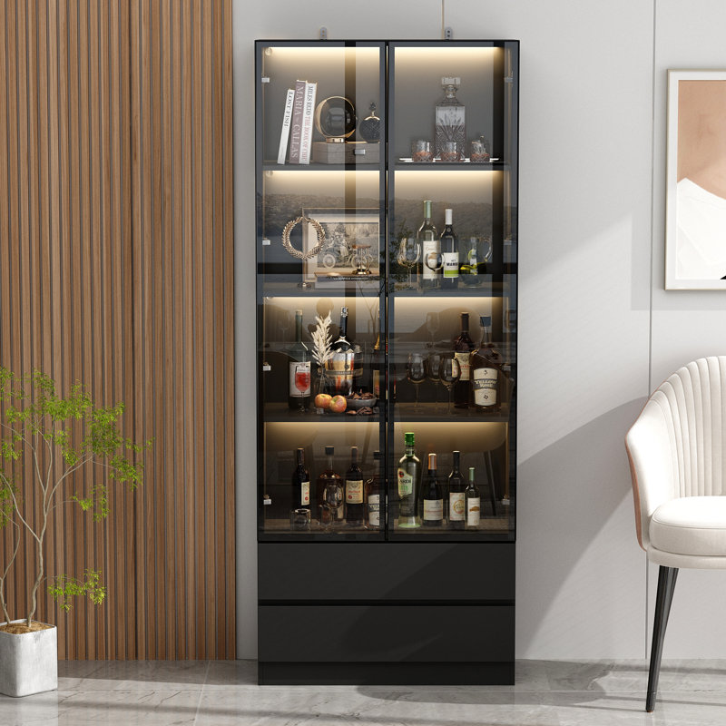 Modern 2 Door China Cabinet with 2 Drawers