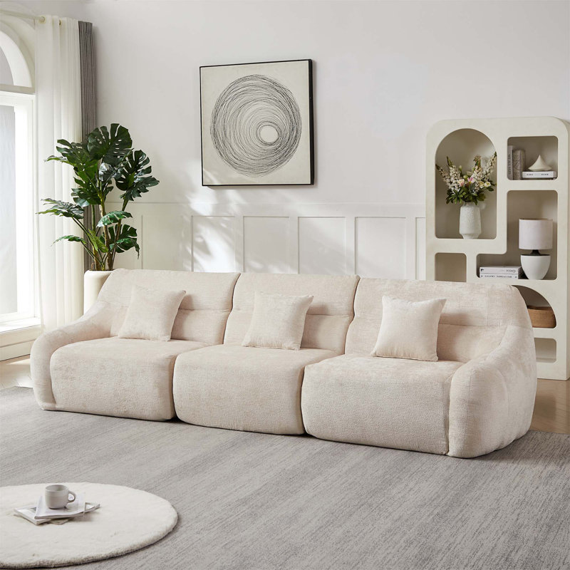 Canapé modulaire incurvé de luxe de 123,2 pouces avec dossier haut, confort modulaire et aucun assemblage requis.