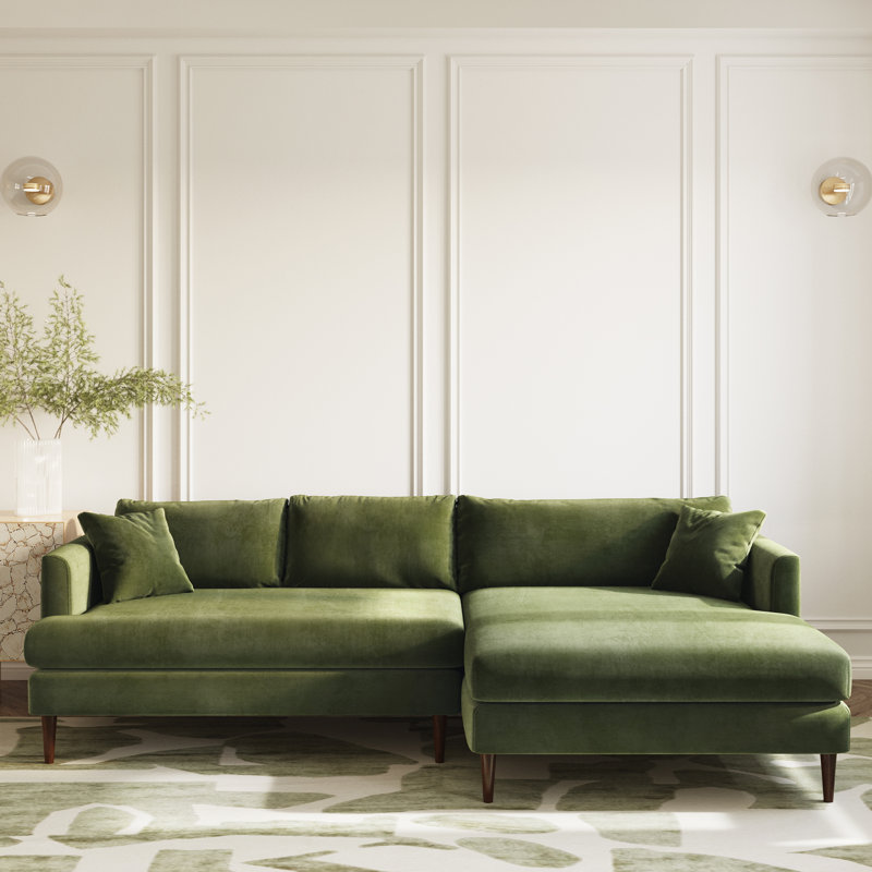 Tilica Velvet Sofa Sectional with Extra-Wide Chaise