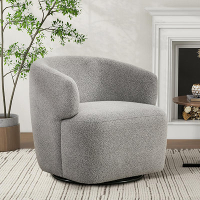 30" Wide Upholstered Swivel Barrel Accent Chair, No Assembly