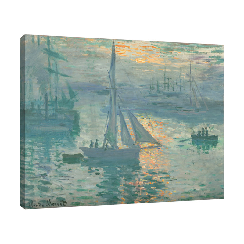 «Sunrise» par Claude Monet - reproduction d'art sur toile tendue, H 35 po x l 42 po x P 1,5 po