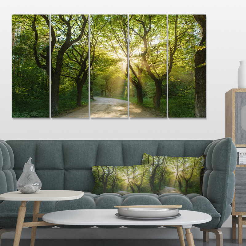 Evening Green Forest Landscape Canvas Art Print, 60"x28"