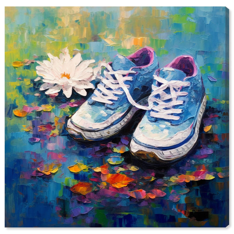 Art mural Lily Art Sneaker, H 12 po x l 12 po, Toile tendue, Peinture sans cadre