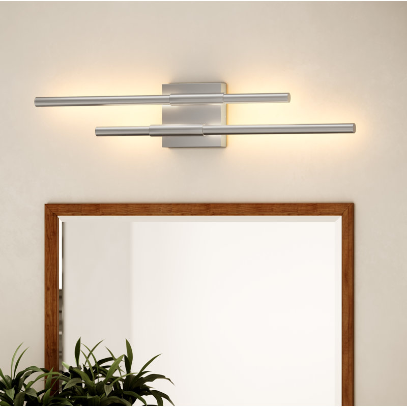 Éclairage de salle de bain à intensité variable à 2 lumières DEL Buchan, Argent argent