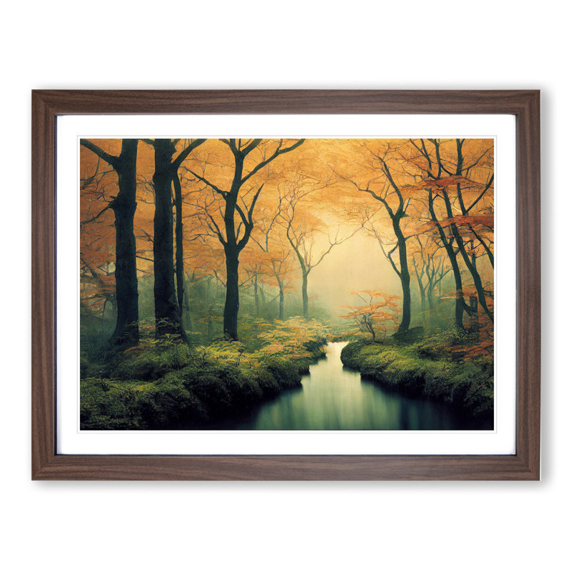 XH1022-985X A Sumptuous Forest - Single Picture Frame Painting, 46cm H x 64cm W x 2cm D, Walnut