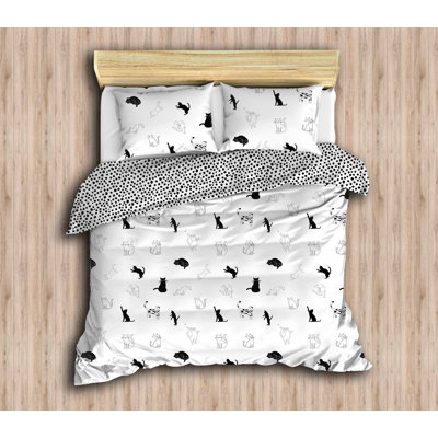 Ensemble de housse de couette en coton noir / blanc