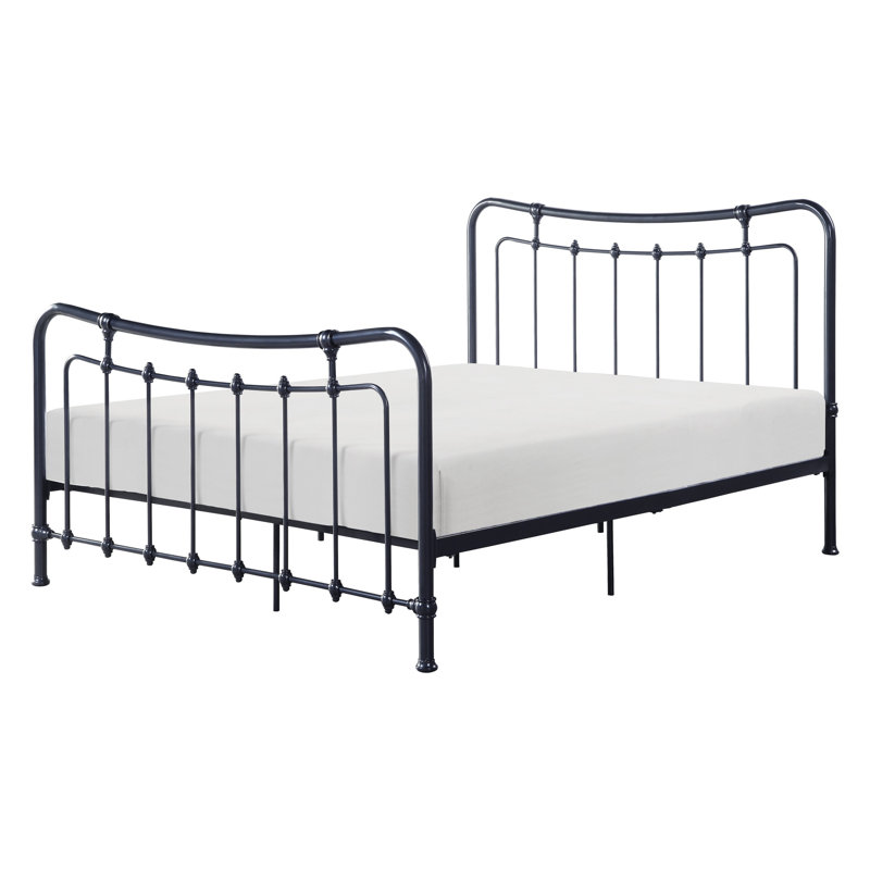 Ryan Black Metal Full Bed with Curved Spindle Headboard