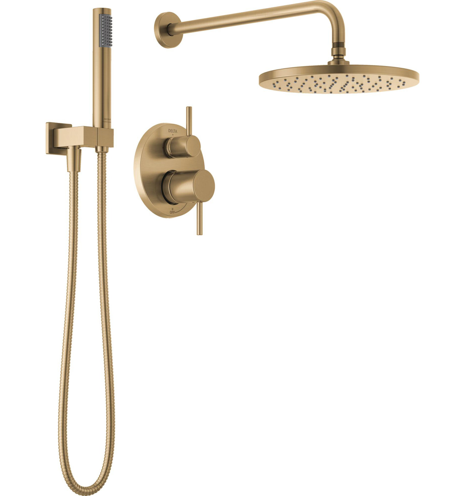 Raincan Round Shower System with Handheld Spray, Champagne Bronze