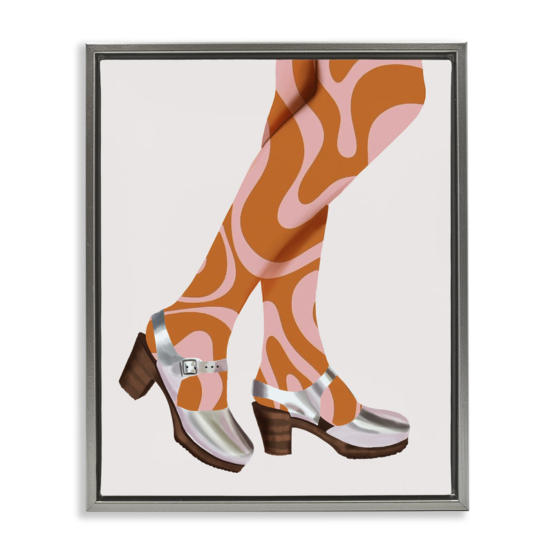 "Groovy Fashion Legs", art mural sur toile flottante par Saba Rauf, Cadre flottant gris lustré, H 21 po x l 17 po